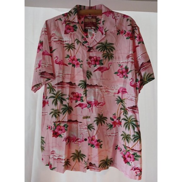 RJC Collab Simmons Hawaiian Pink Flamingos Made USA Hawaii Short Sleeve  XXL - Picture 1 of 7